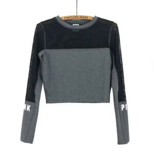 Victoria's Secret PINK Womens XS Cropped Mesh Activewear Top  Gym Workout